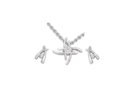 Rhodium Plated | CZ Studded Pendant Sets